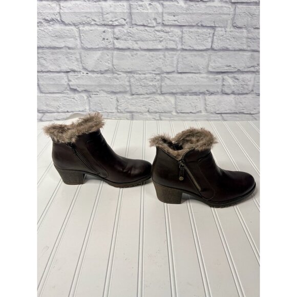 LONDON FOG Women's Dark Brown Fur Trim Side Zip Bootie 6M - Picture 3 of 7